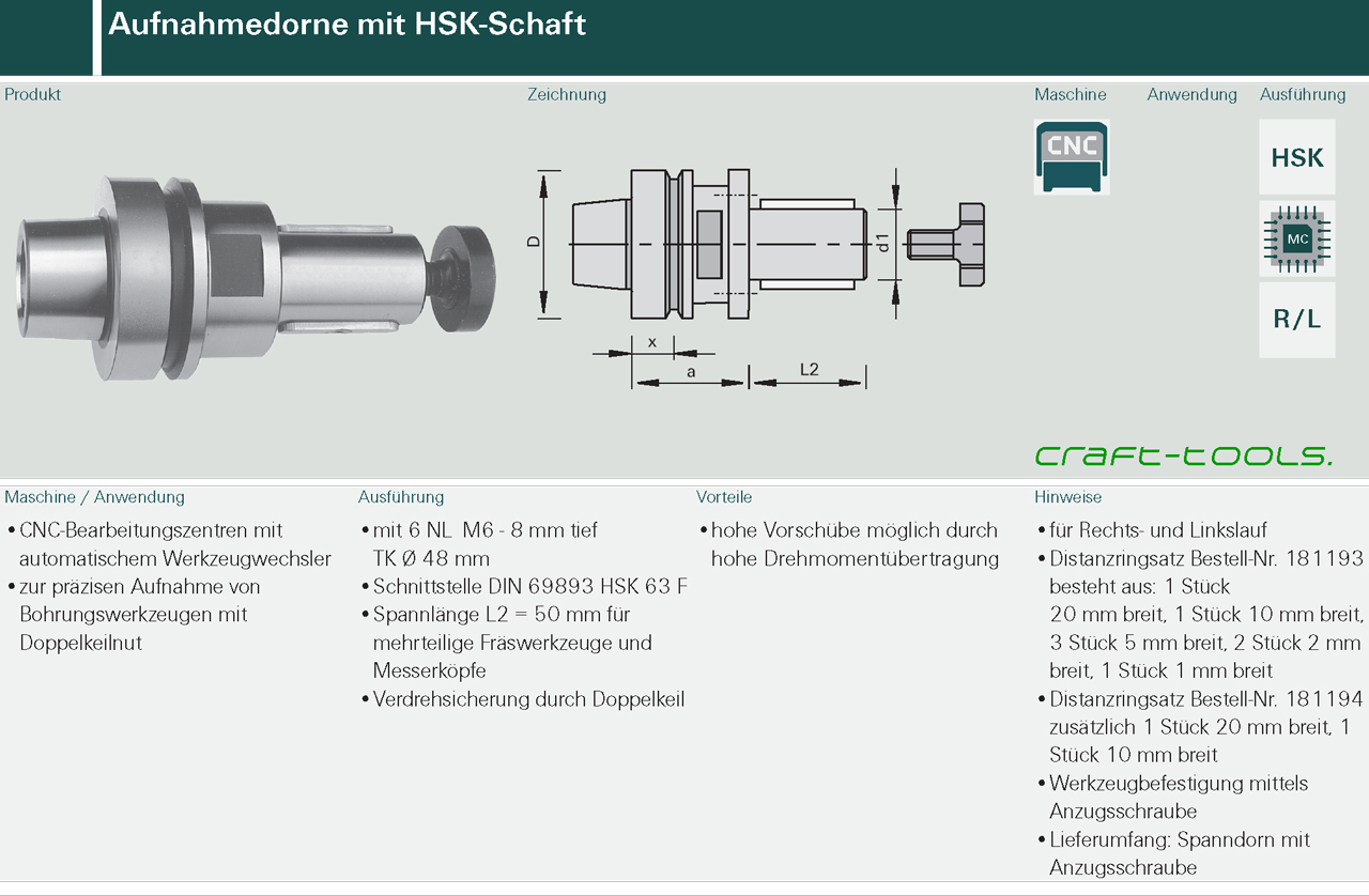 Stehle Aufnahmedorne mit HSK-Schaft